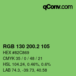 カラーコード: RGB 130 200.2 105 | qconv.com