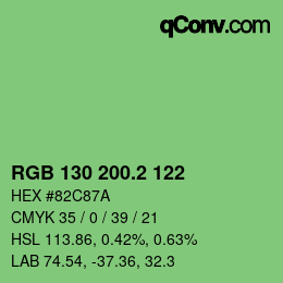 カラーコード: RGB 130 200.2 122 | qconv.com