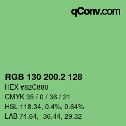 カラーコード: RGB 130 200.2 128 | qconv.com