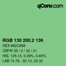 カラーコード: RGB 130 200.2 136 | qconv.com