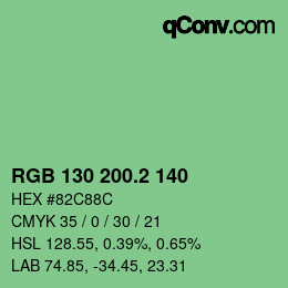 カラーコード: RGB 130 200.2 140 | qconv.com