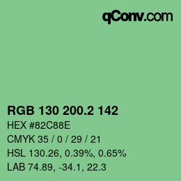 カラーコード: RGB 130 200.2 142 | qconv.com