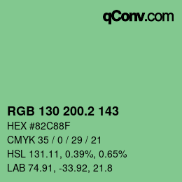 カラーコード: RGB 130 200.2 143 | qconv.com