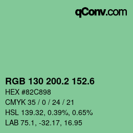 カラーコード: RGB 130 200.2 152.6 | qconv.com