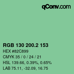 カラーコード: RGB 130 200.2 153 | qconv.com