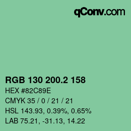 カラーコード: RGB 130 200.2 158 | qconv.com