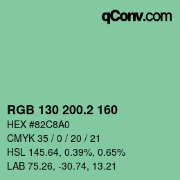 カラーコード: RGB 130 200.2 160 | qconv.com