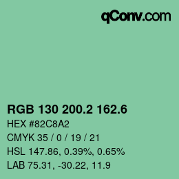 カラーコード: RGB 130 200.2 162.6 | qconv.com