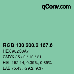 カラーコード: RGB 130 200.2 167.6 | qconv.com