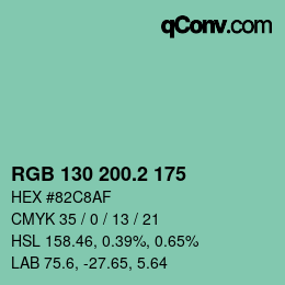 カラーコード: RGB 130 200.2 175 | qconv.com