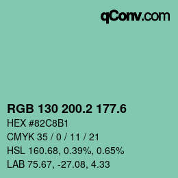カラーコード: RGB 130 200.2 177.6 | qconv.com