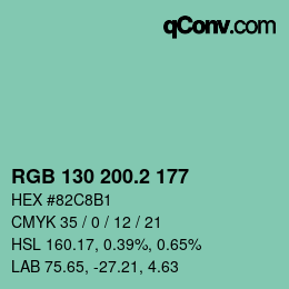カラーコード: RGB 130 200.2 177 | qconv.com