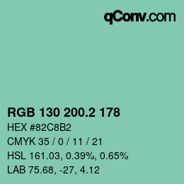 カラーコード: RGB 130 200.2 178 | qconv.com