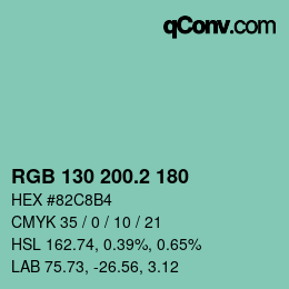 カラーコード: RGB 130 200.2 180 | qconv.com