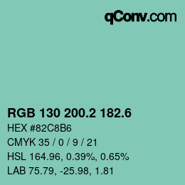 カラーコード: RGB 130 200.2 182.6 | qconv.com