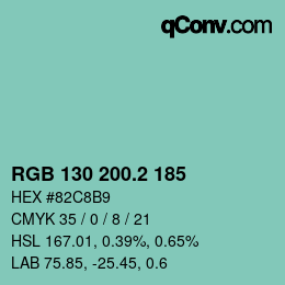 カラーコード: RGB 130 200.2 185 | qconv.com