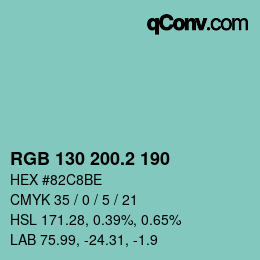 カラーコード: RGB 130 200.2 190 | qconv.com
