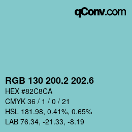 カラーコード: RGB 130 200.2 202.6 | qconv.com