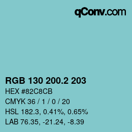 カラーコード: RGB 130 200.2 203 | qconv.com