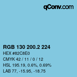 カラーコード: RGB 130 200.2 224 | qconv.com