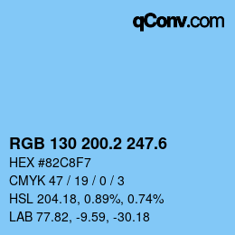 カラーコード: RGB 130 200.2 247.6 | qconv.com