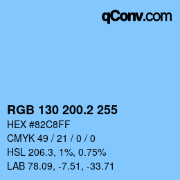 カラーコード: RGB 130 200.2 255 | qconv.com