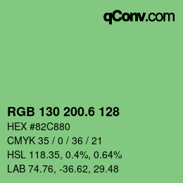 カラーコード: RGB 130 200.6 128 | qconv.com