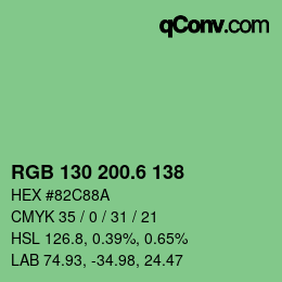 カラーコード: RGB 130 200.6 138 | qconv.com