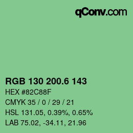 カラーコード: RGB 130 200.6 143 | qconv.com