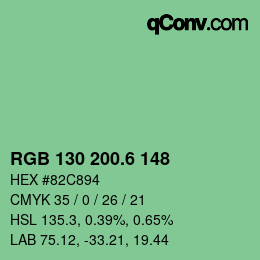 カラーコード: RGB 130 200.6 148 | qconv.com