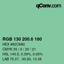 カラーコード: RGB 130 200.6 160 | qconv.com