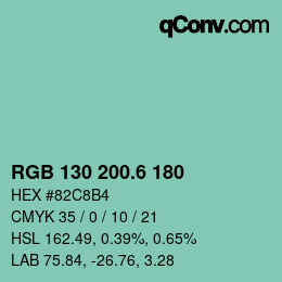 カラーコード: RGB 130 200.6 180 | qconv.com