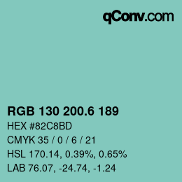 カラーコード: RGB 130 200.6 189 | qconv.com