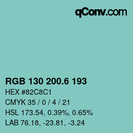 カラーコード: RGB 130 200.6 193 | qconv.com