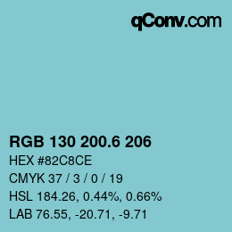 カラーコード: RGB 130 200.6 206 | qconv.com