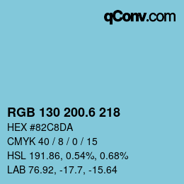 カラーコード: RGB 130 200.6 218 | qconv.com