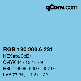 カラーコード: RGB 130 200.6 231 | qconv.com