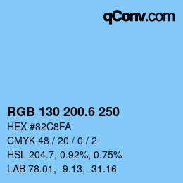 カラーコード: RGB 130 200.6 250 | qconv.com