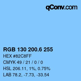 カラーコード: RGB 130 200.6 255 | qconv.com