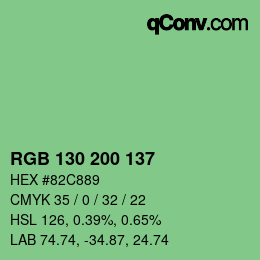 カラーコード: RGB 130 200 137 | qconv.com