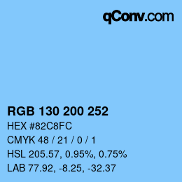 カラーコード: RGB 130 200 252 | qconv.com