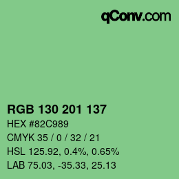 カラーコード: RGB 130 201 137 | qconv.com