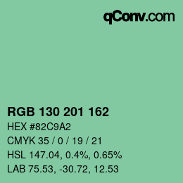 Color code: RGB 130 201 162 | qconv.com