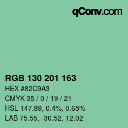 Color code: RGB 130 201 163 | qconv.com