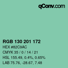 Color code: RGB 130 201 172 | qconv.com