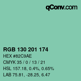 Color code: RGB 130 201 174 | qconv.com