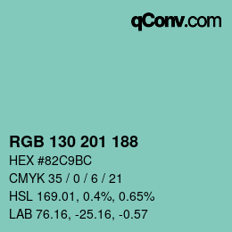 Color code: RGB 130 201 188 | qconv.com