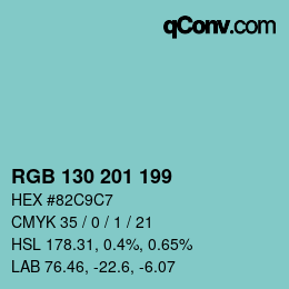 Color code: RGB 130 201 199 | qconv.com
