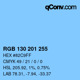 Color code: RGB 130 201 255 | qconv.com