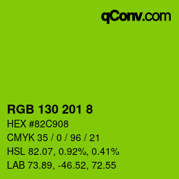 Color code: RGB 130 201 8 | qconv.com